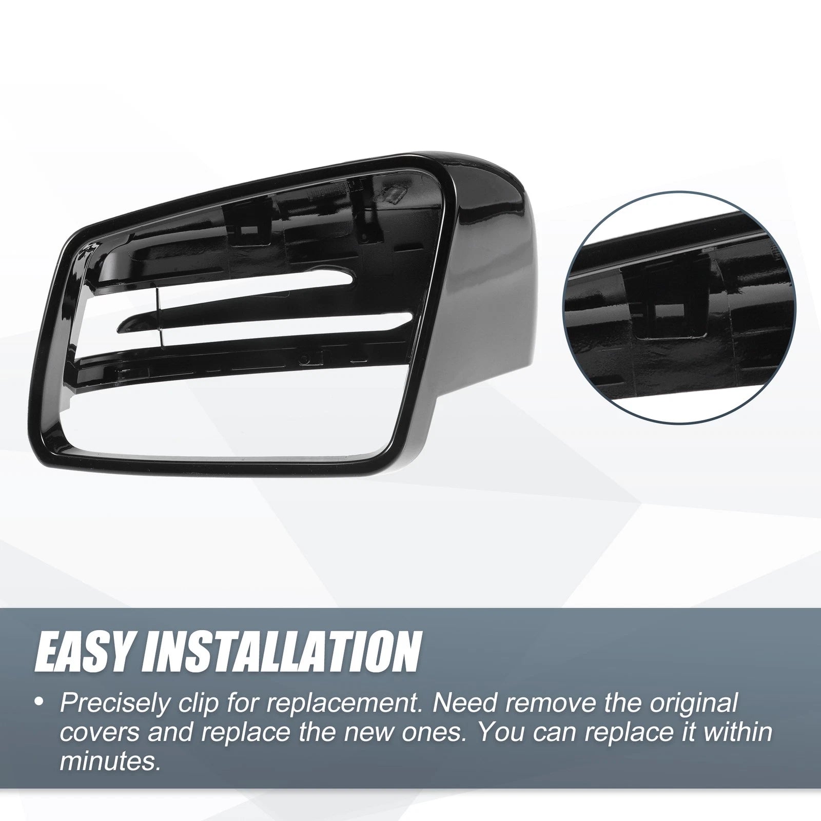 Pair Rearview Mirror Cover Cap Gloss Black for Mercedes Benz A Class B Class (2013–2020)