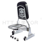 Chrome Skull Detachable Sissy Bar Backrest & Luggage Rack for Harley Softail