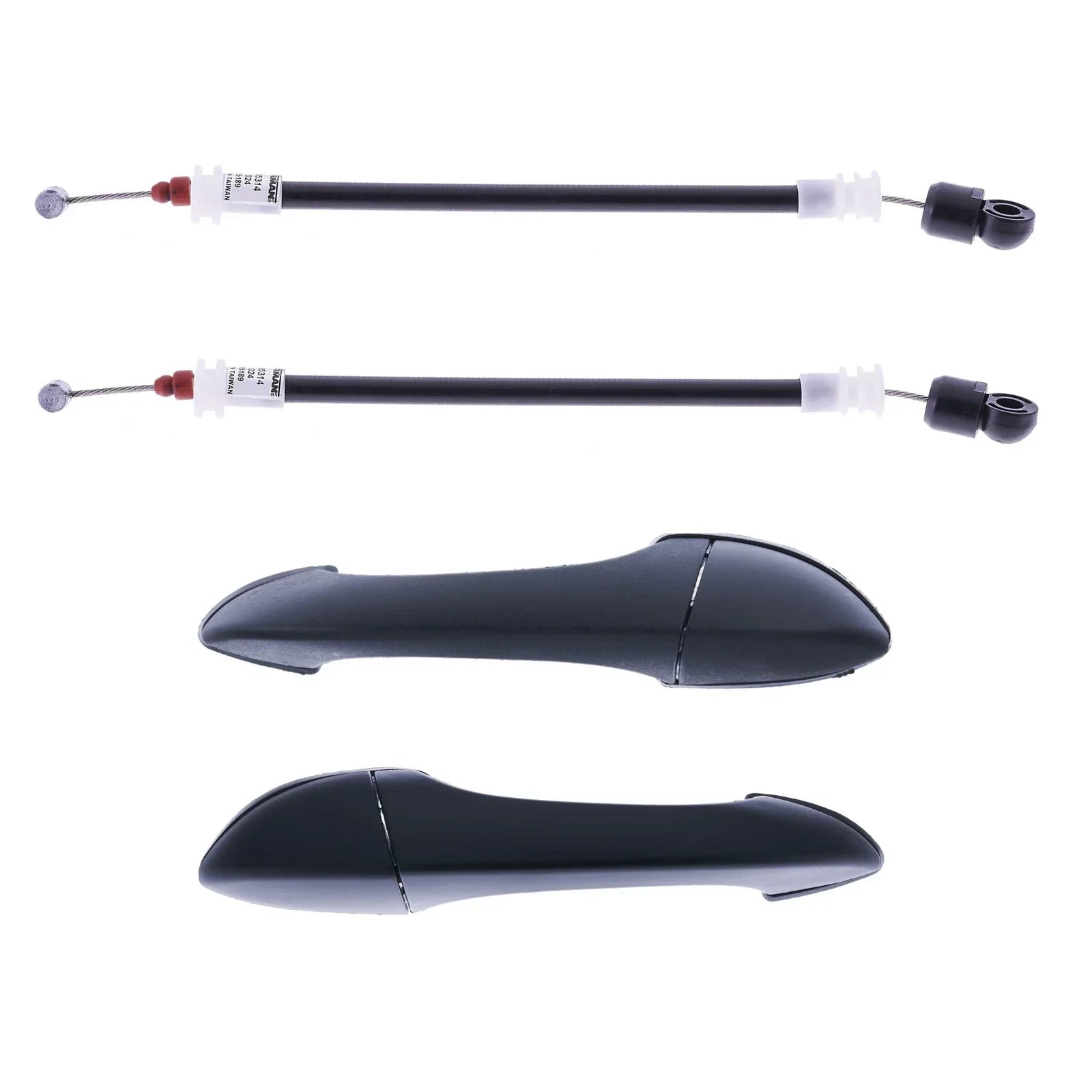 4pcs Rear LH+RH Black Outer Door Handle & Carrier Cable for BMW X5 (2000–2007)