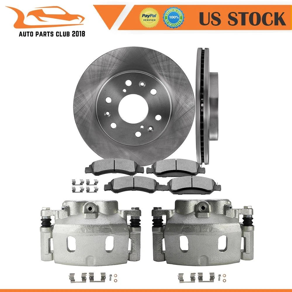 Front Brake Calipers + Disc Rotors + Ceramic Pads for Chevrolet Silverado 1500 (2008–2018)