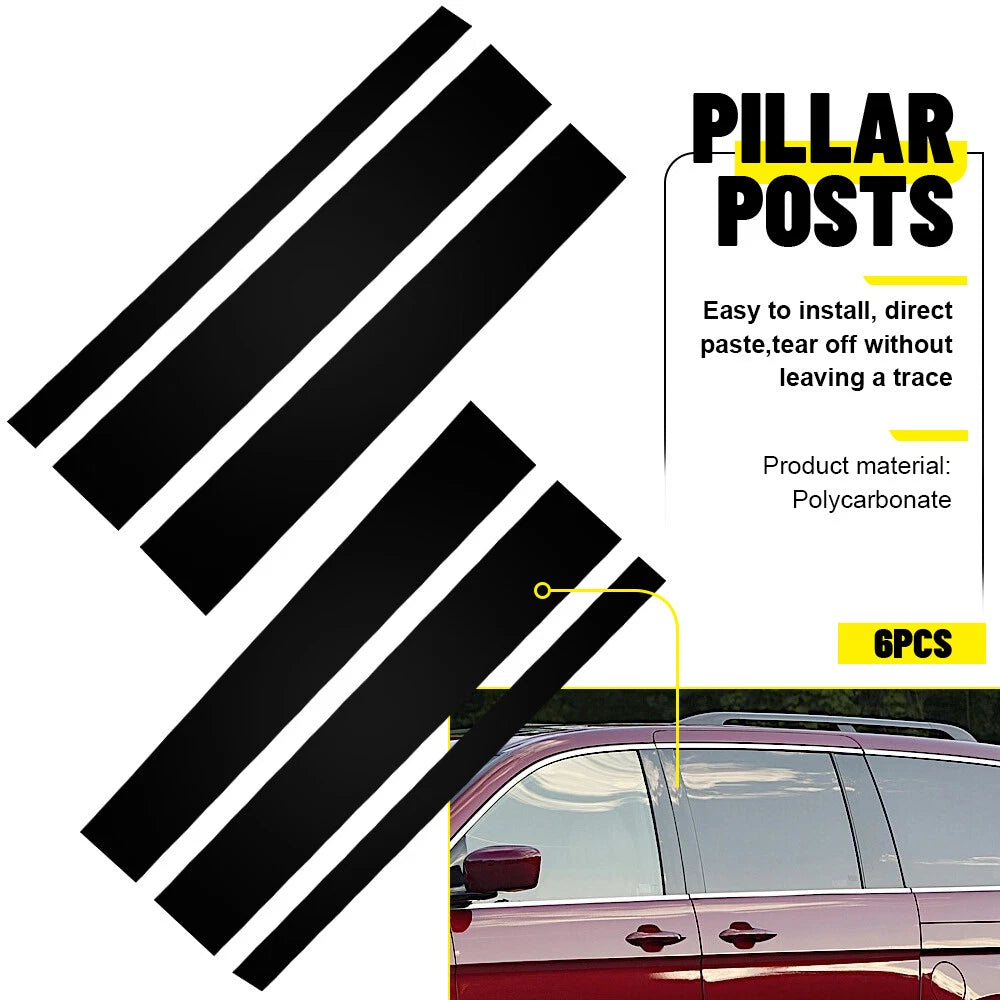 Set of 6 Black Pillar Posts for Honda Odyssey (2005–2010) Door Trim