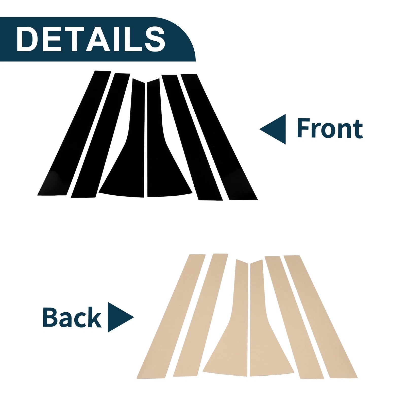 6 Pcs Door Pillar Window Trim for Honda Fit (2009–2012) Black