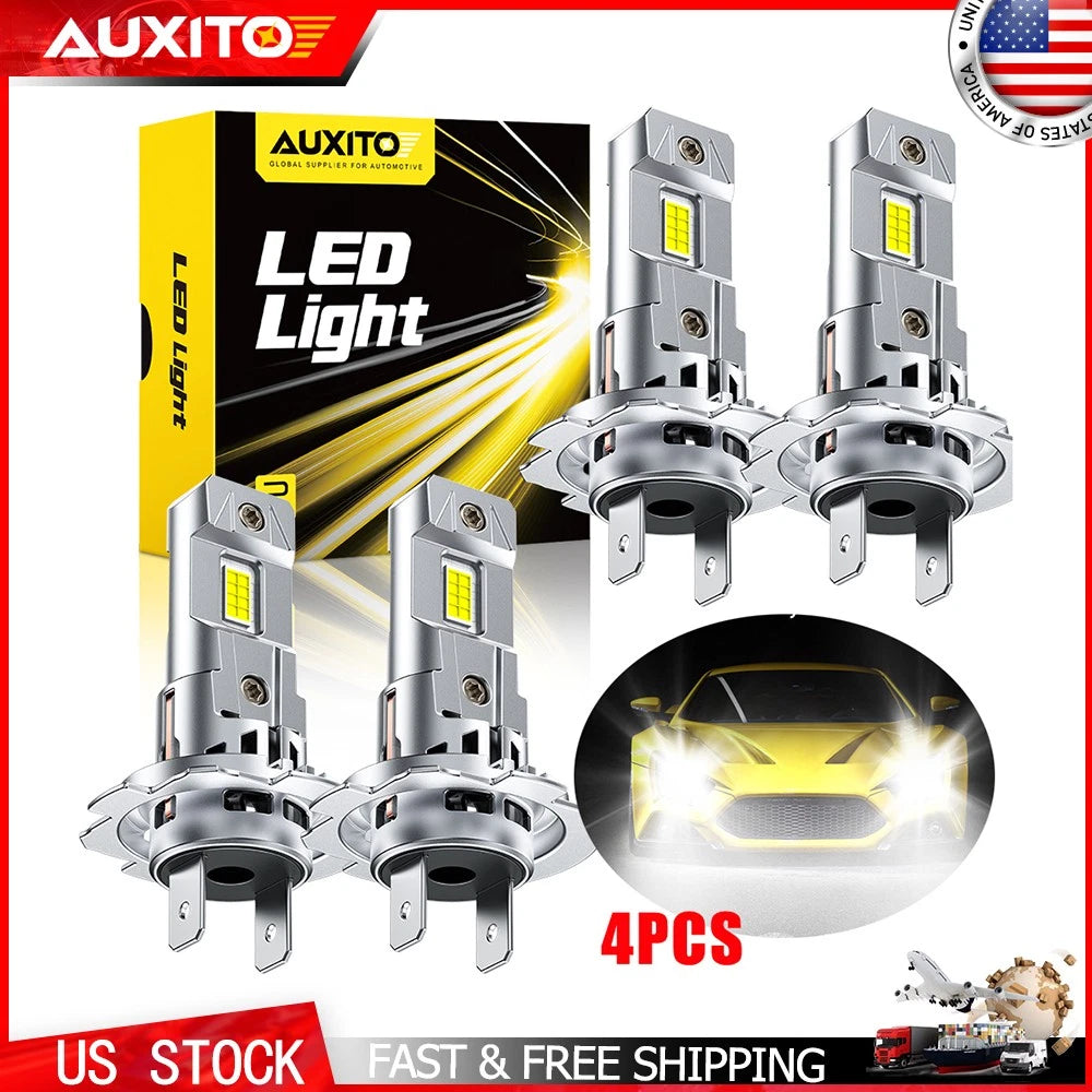4X H7 LED Headlight Bulb Kit for High Low Beam (100W 60000LM 6500K)