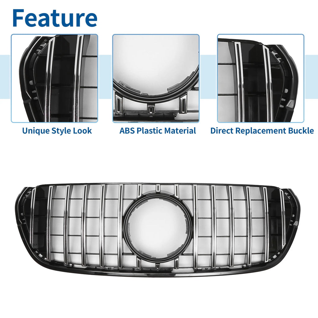 Front Upper Bumper Grille for Mercedes-Benz X-Class (2018–2023) Chrome