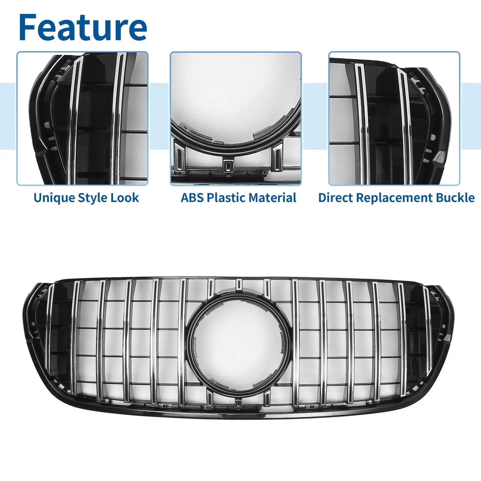 Front Upper Bumper Grille for Mercedes-Benz X-Class (2018–2023) Chrome