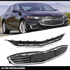 Chrome Front Bumper Upper & Lower Grille for Chevy Malibu (2016â2018)