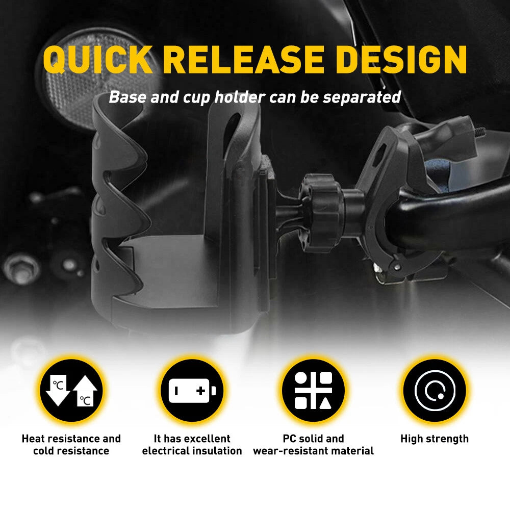 Adjustable Drink Holder for Motorcycle Universal Mount Handlebar