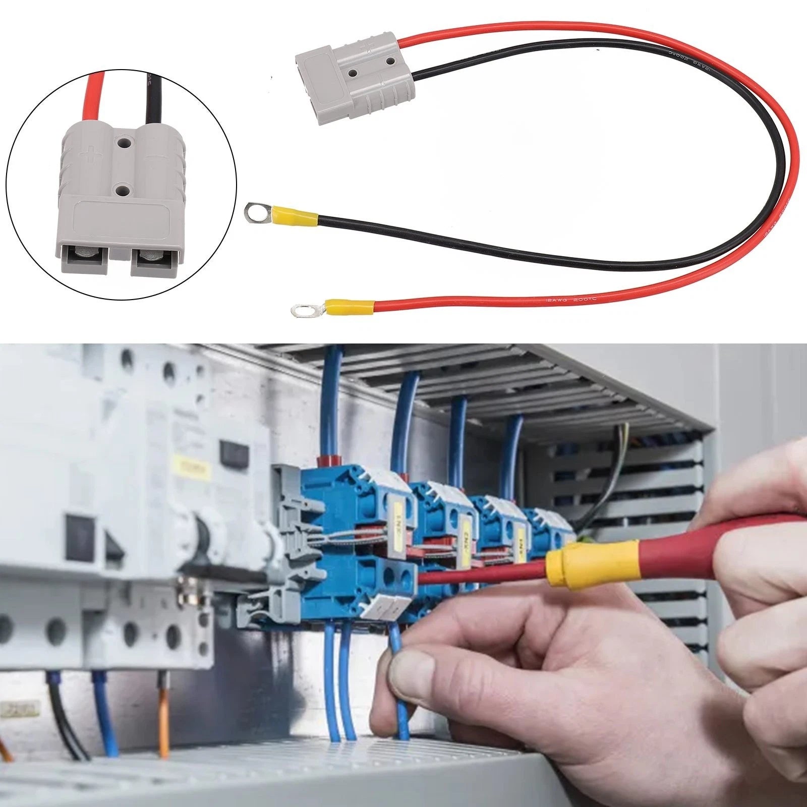 12AWG 50A Battery Charging Cable with M8 Terminal Connector for