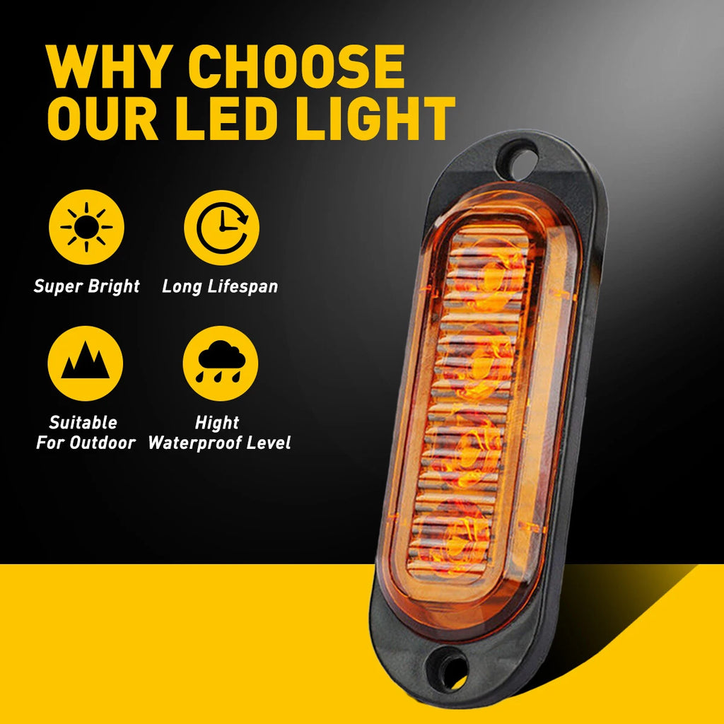 Set of 4 LED Marker Side Amber Lights for Trailer