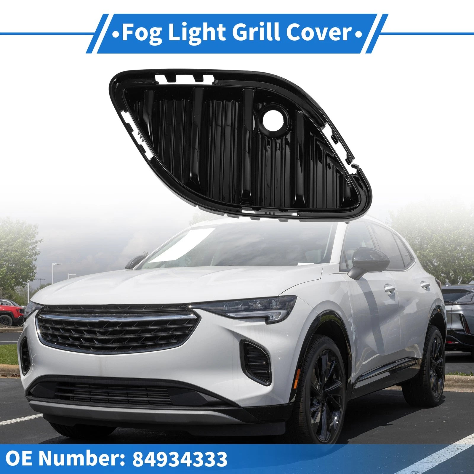 1 Pc Fog Light Grill for Buick Envision (2021–2023) No. 84934333 Black