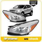 Set of 2 Headlight Assemblies for Ford Escape (2013–2016) Chrome Amber