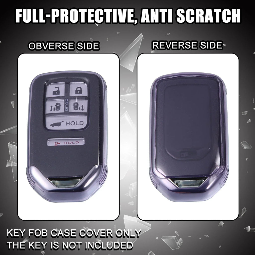 Key Fob Remote Control Cover TPU Shell for Honda (Translucent Purple)