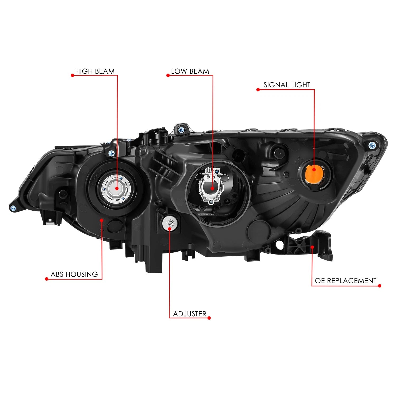 Right Passenger Side Projector HID Headlight for Acura TSX (2009–2014)