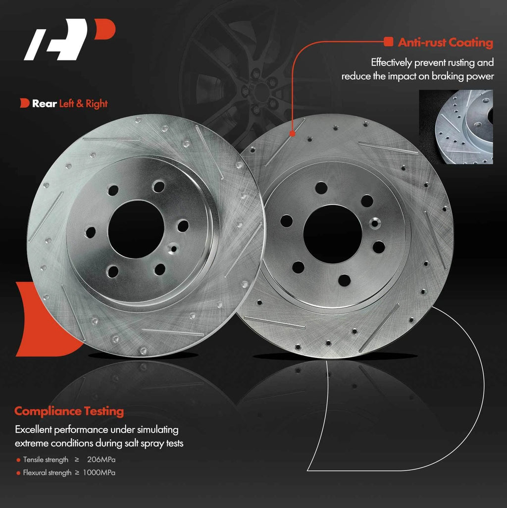 Set of 6 Rear Drilled Brake Rotors & Pads for Chevrolet Uplander (2005–2008)