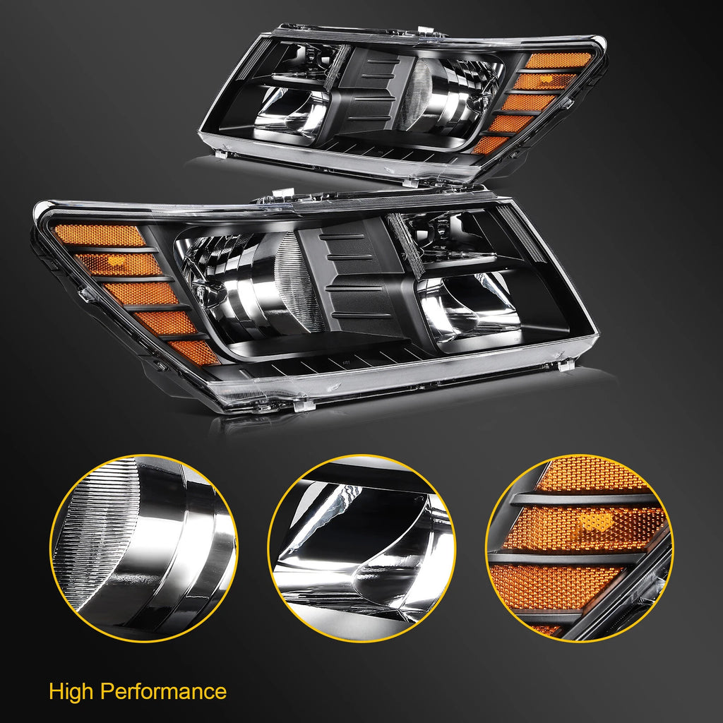 Headlight Assembly Set for Dodge Journey (2009–2020) Black Housing