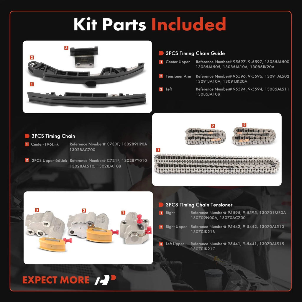 9x Timing Chain Kit for Nissan Altima (2007–2014) INFINITI G25 (2011–2012)