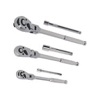 Set of 3 Flex Head Ratchets for Automotive (1/4, 3/8, 1/2 Drive)
