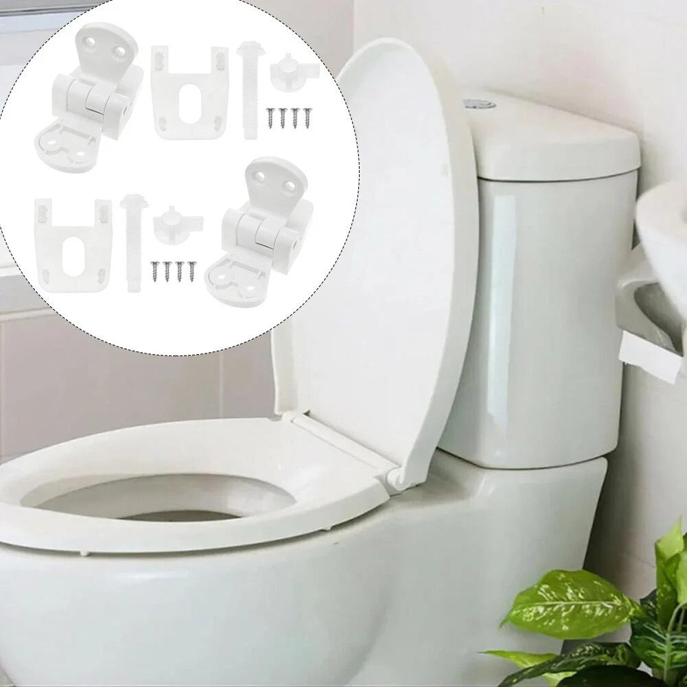 Toilet Seat Hinge Kit for RV Marine Standard Toilets (White Plastic)
