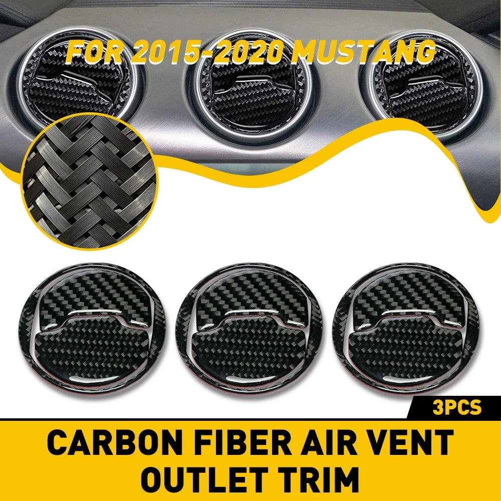 9Pcs Carbon Fiber Air Vent Outlet Cover Trim for Ford Mustang (2015–2019)