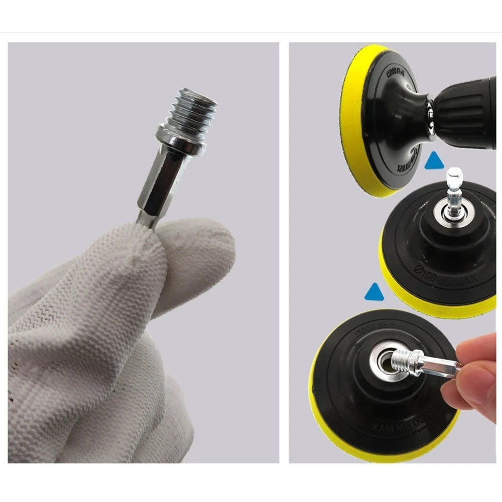 2X Metal Hexagon Connecting Rod Polishing Disc Adapter for