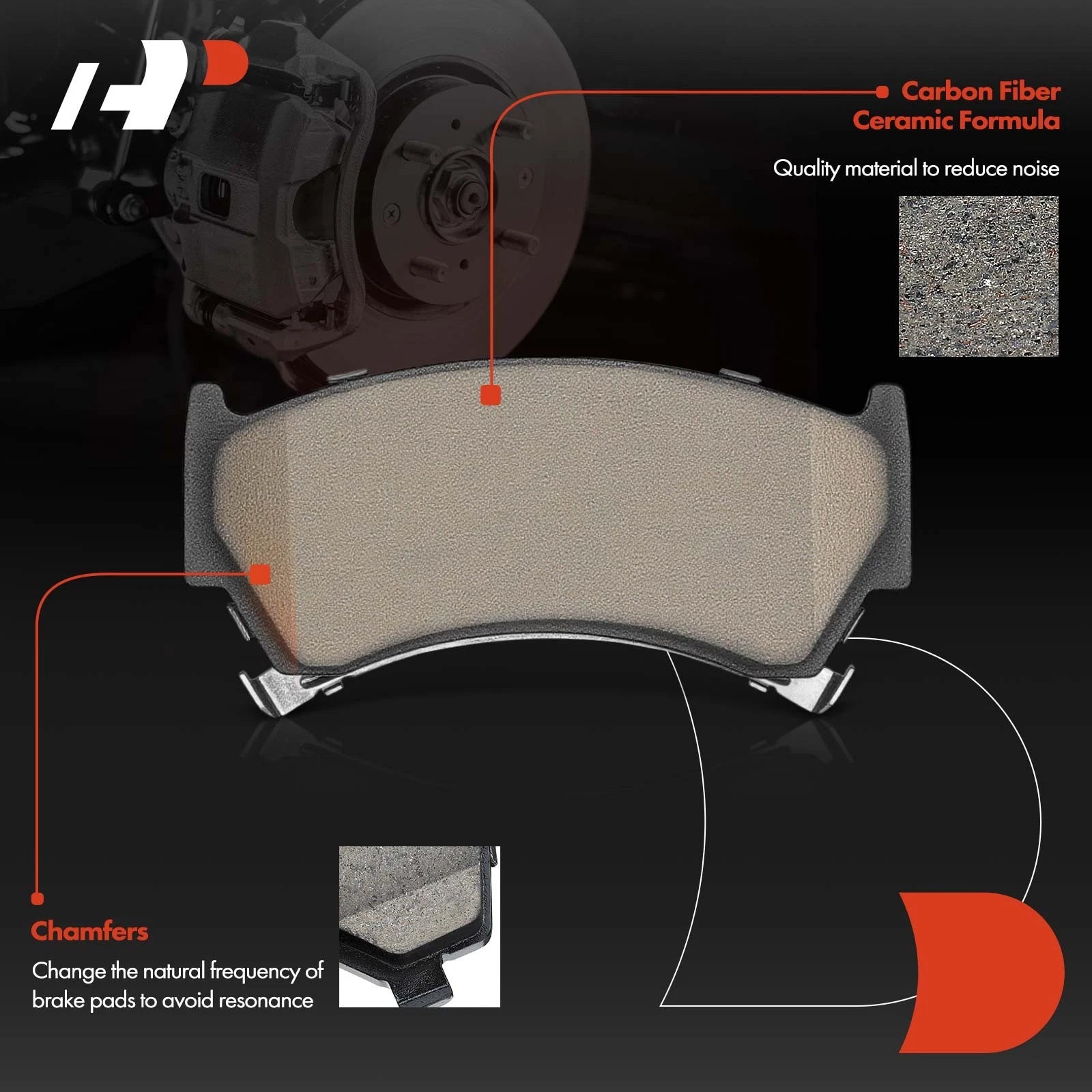 Set of 4 Front Ceramic Brake Pads for Nissan Sentra (1995–1999) 200SX (1995–1998)