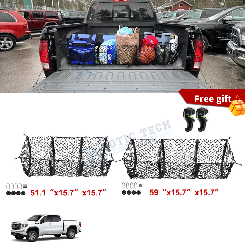 Detachable 3 Pocket Mesh Trunk Cargo Net Holder for GMC Sierra Canyon (2015–2018)