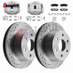 Set of 4 Rear Drilled Rotors Calipers Brake Pads for Silverado Sierra 1500 (2003–2006)