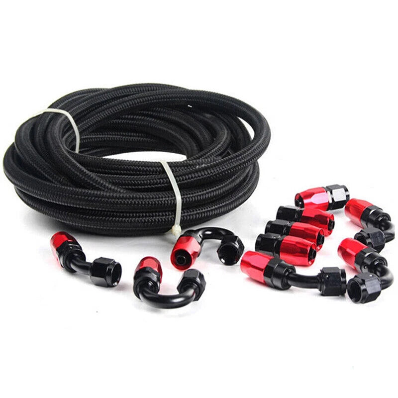 10FT Nylon Braided CPE Oil Gas Fuel Line Hose End Fitting Kit 10AN for Universal