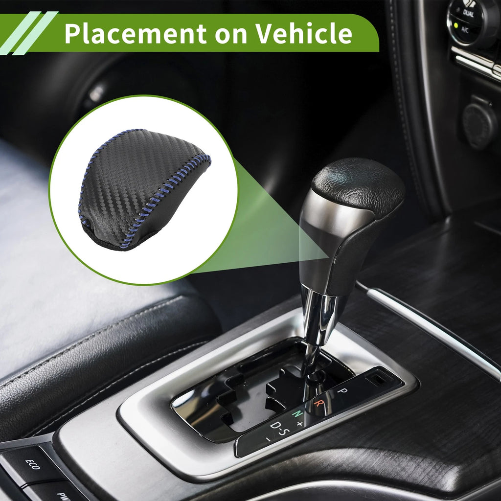 Gear Shift Knob Cover for Toyota RAV4 (2019–2024) Black Carbon Fiber Blue
