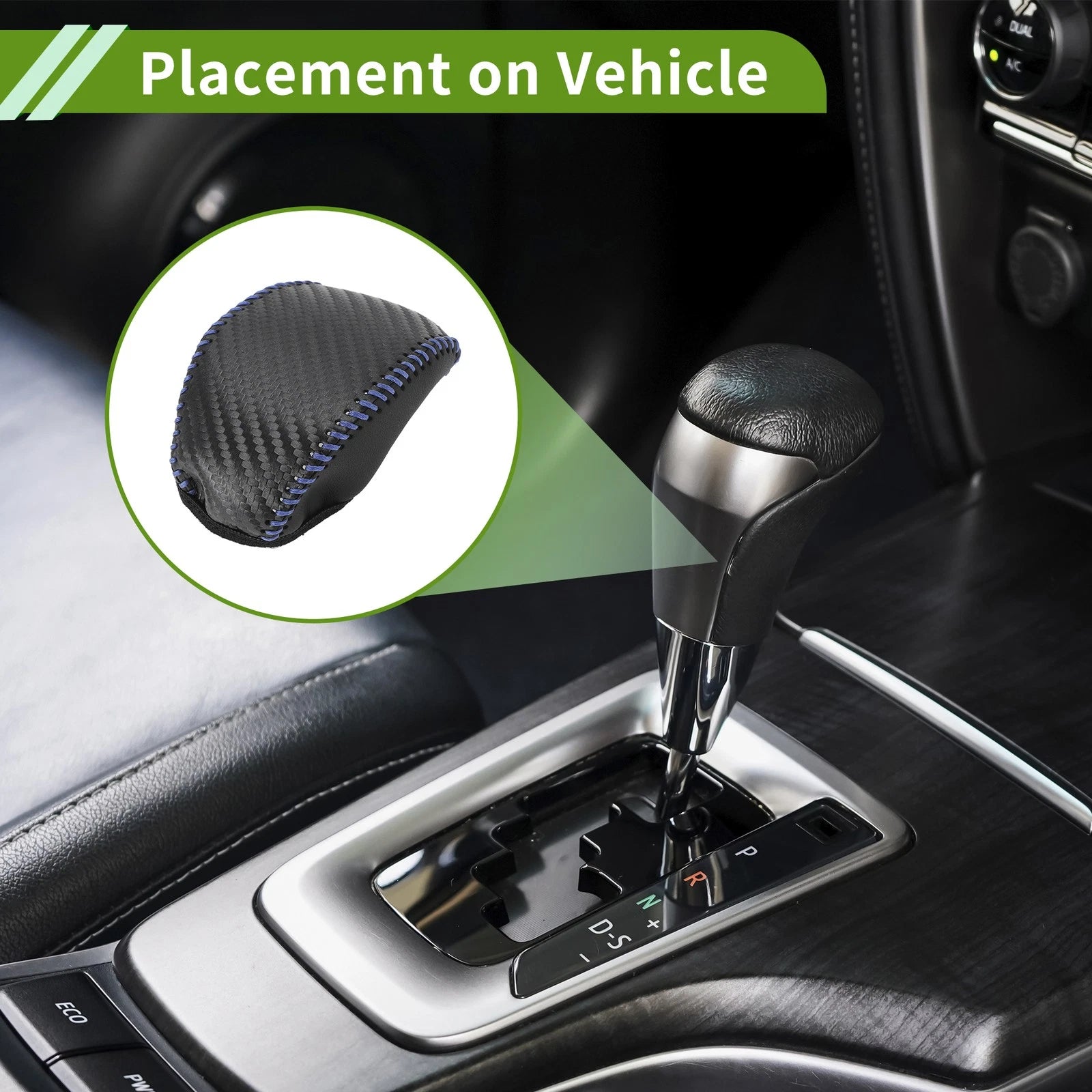 Gear Shift Knob Cover for Toyota RAV4 (2019–2024) Black Carbon Fiber Blue