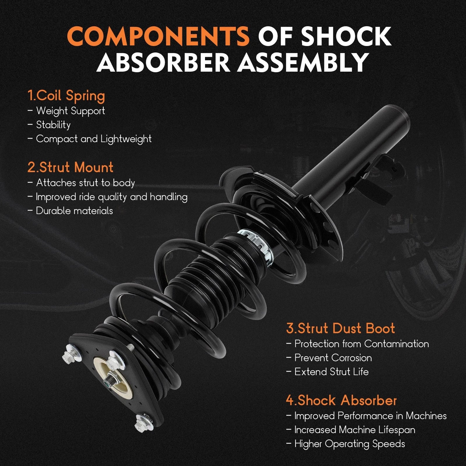 Pair Front Strut & Coil Spring Assembly for Ford Focus (2013-2018)