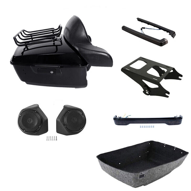 Trunk Backrest Pad Mount Rack Lights Speakers for Harley Touring (2014–2026)