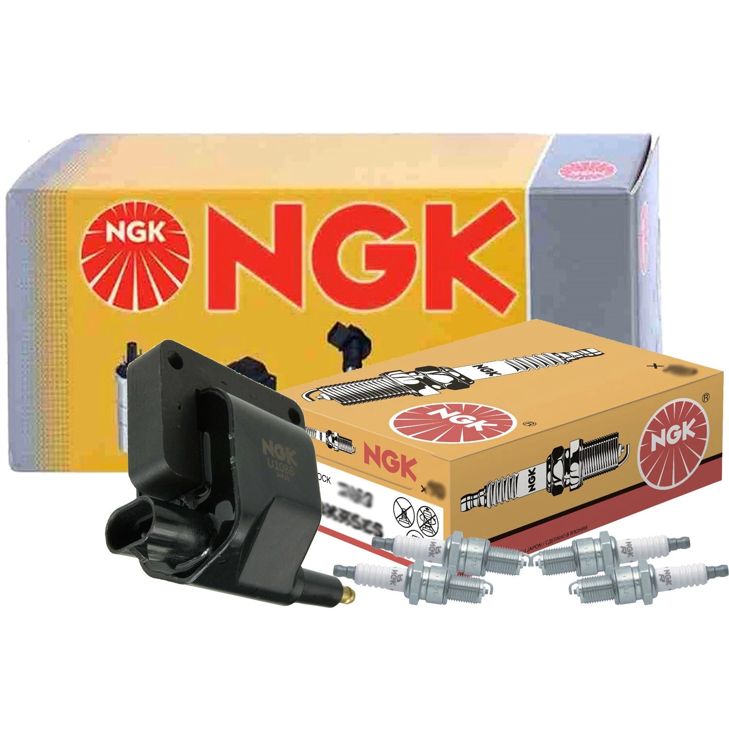 NGK HEI Ignition Coils & 4 Spark Plugs Kit for Chrysler Dodge Plymouth