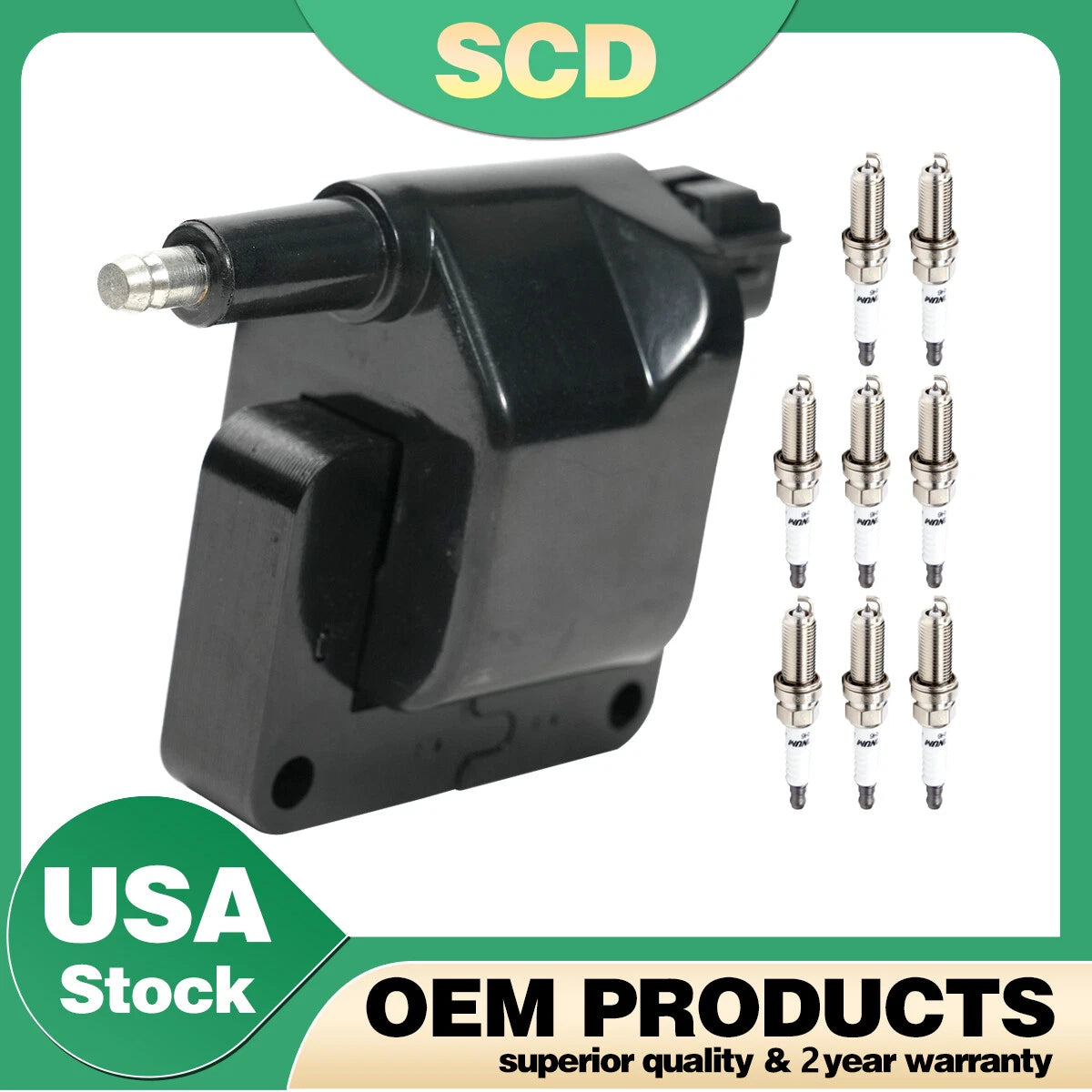 Ignition Coil & 8 Spark Plugs for Dodge Ram 1500 2500 3500 (2002–2023) UF198