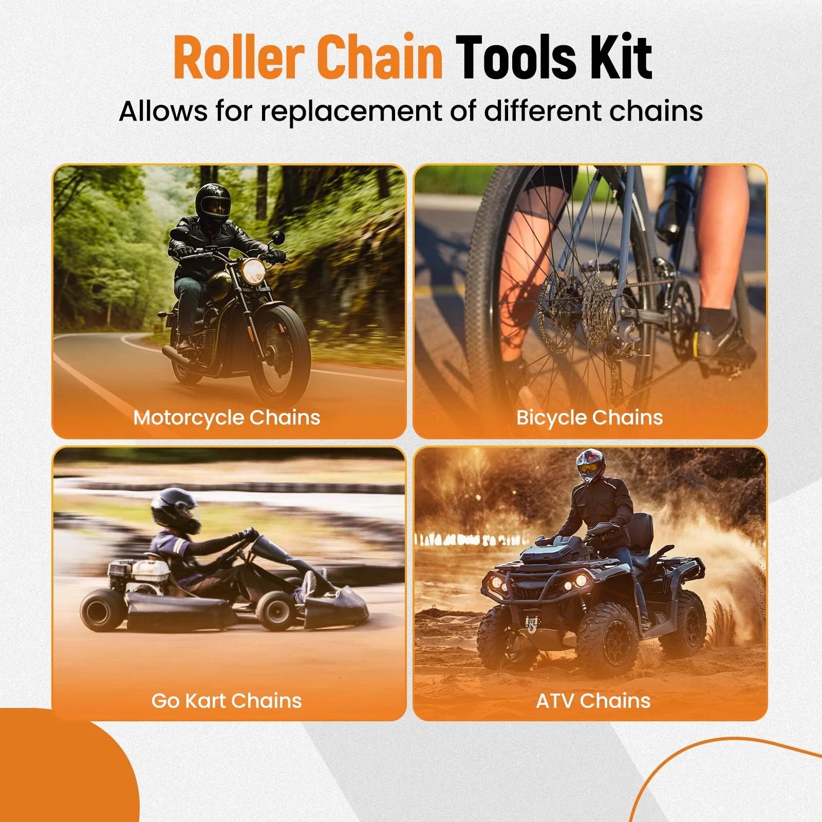 Chain Detacher Breaker Tool Kit for Motorcycle Go-Kart ATV (25-60)