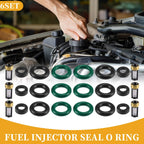 Fuel Injector Seal O-Ring Set for Honda Accord (2008-2017) - 6 x NBR Rubber Black