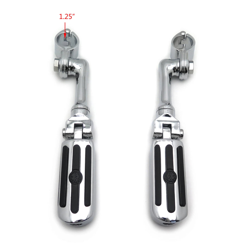 Chrome Groove Skull Foot Pegs for Harley Sportster (4.5", 1.25")