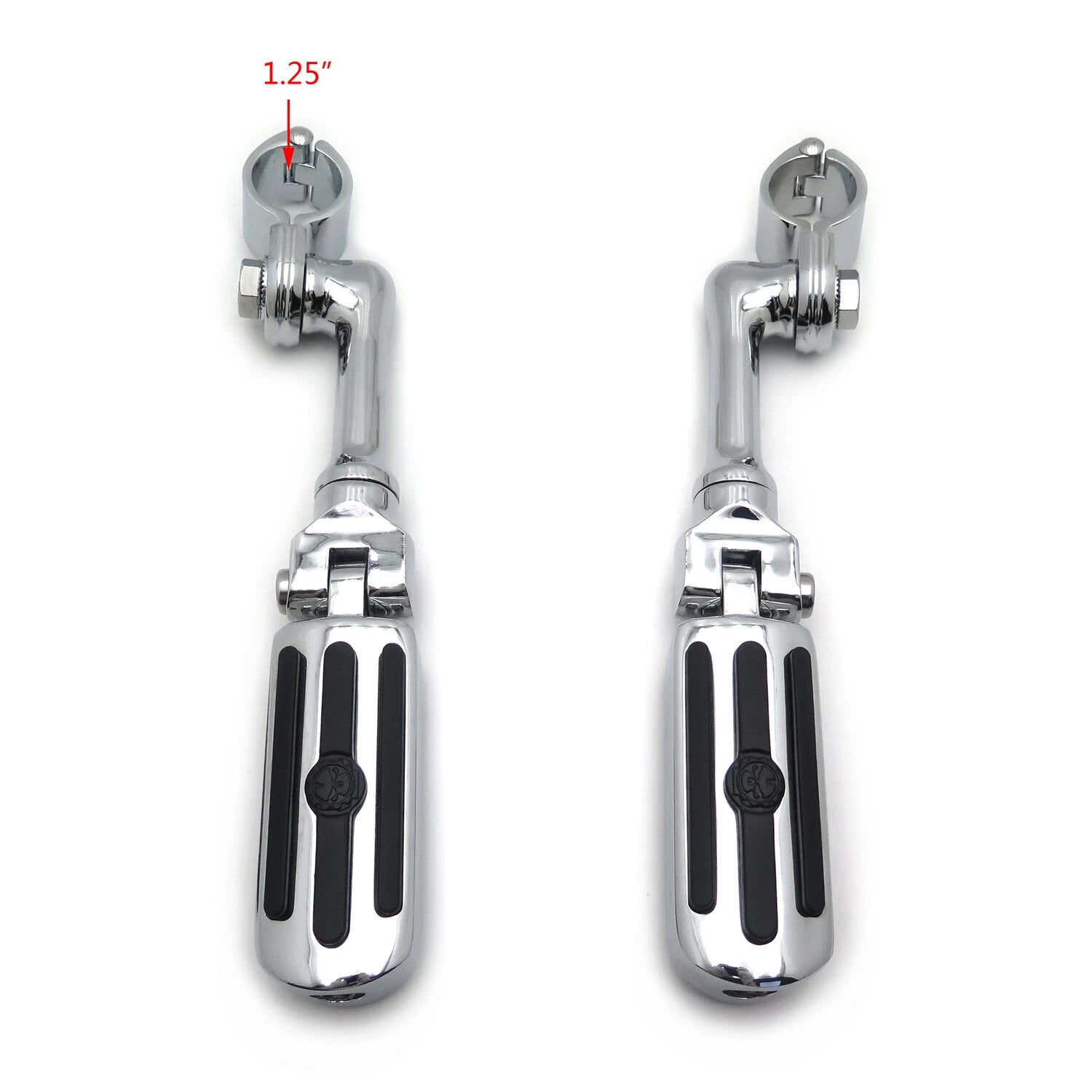 Chrome Groove Skull Foot Pegs for Harley Sportster (4.5", 1.25")