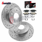 Rear Drilled Disc Rotors & Ceramic Brake Pads for Chevy Cobalt (2005–2008)