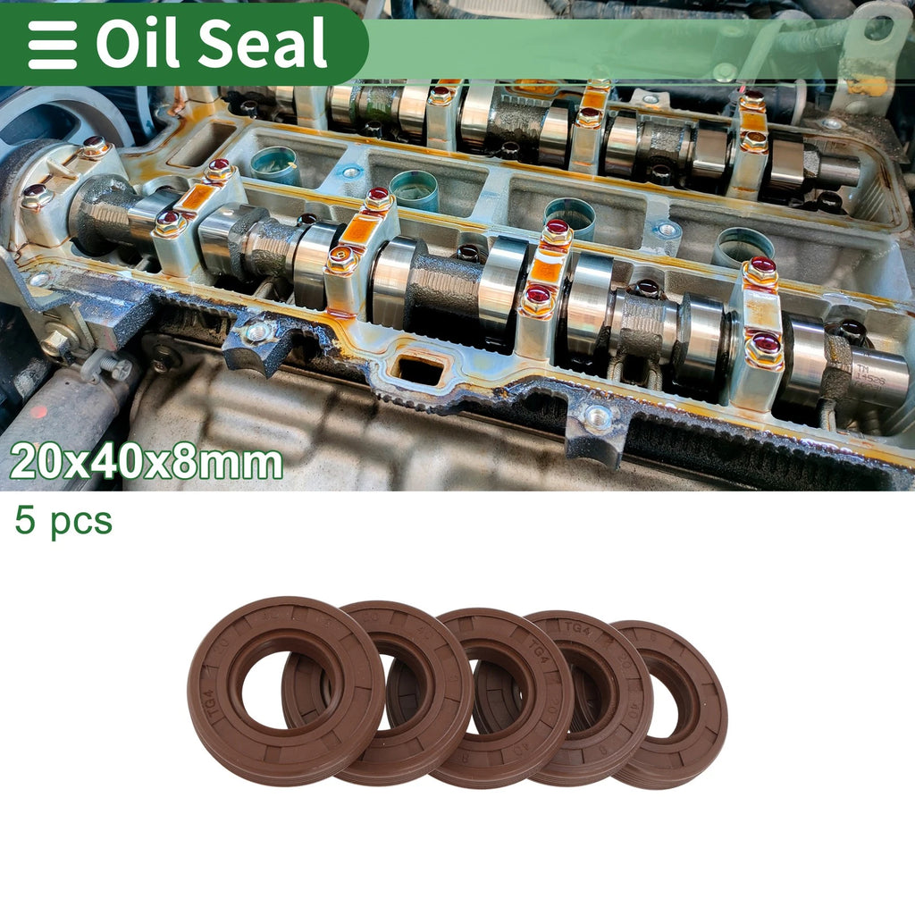 Set of 5 Oil Seals FKM Rubber 20x40x8mm for High Pressure