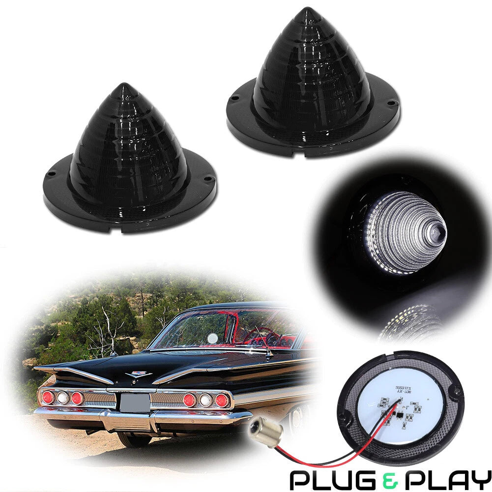 2PC Smoke White LED Backup Light for Chevrolet Impala Bel Air Biscayne (1960–1961)