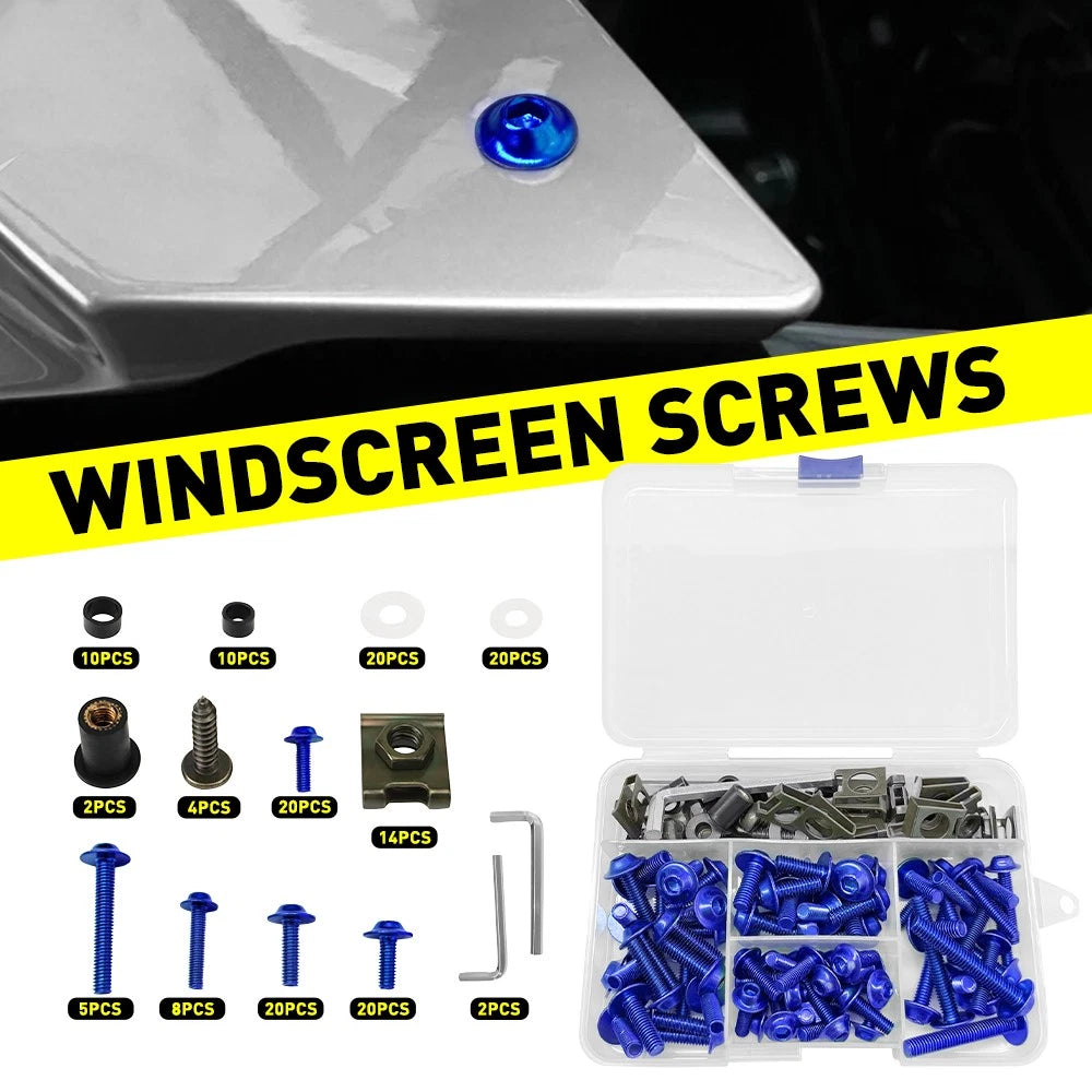 155pcs Blue Aluminum Fairing Bolts Kit M5/M6 for Suzuki GSXR600/750/1000 (2001–2023)