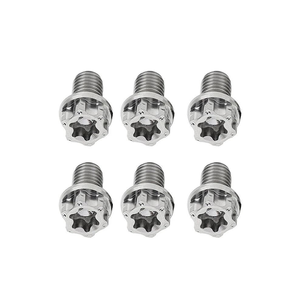 Set of 6 Titanium M8x35mm Torx Head Flange Screws for Motorcycle