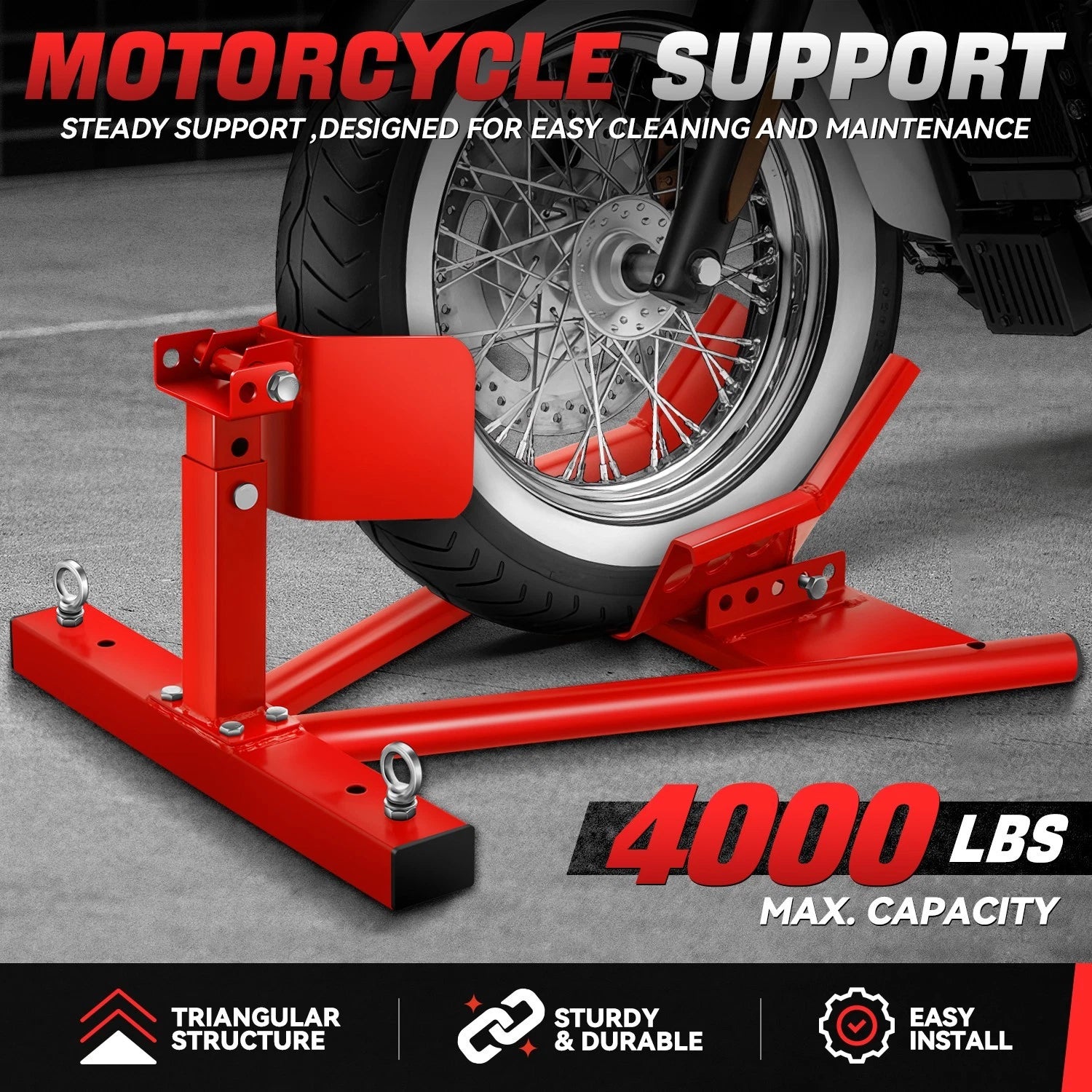 Adjustable Motorcycle Support Stand Wheel Chocks for (15"-21")