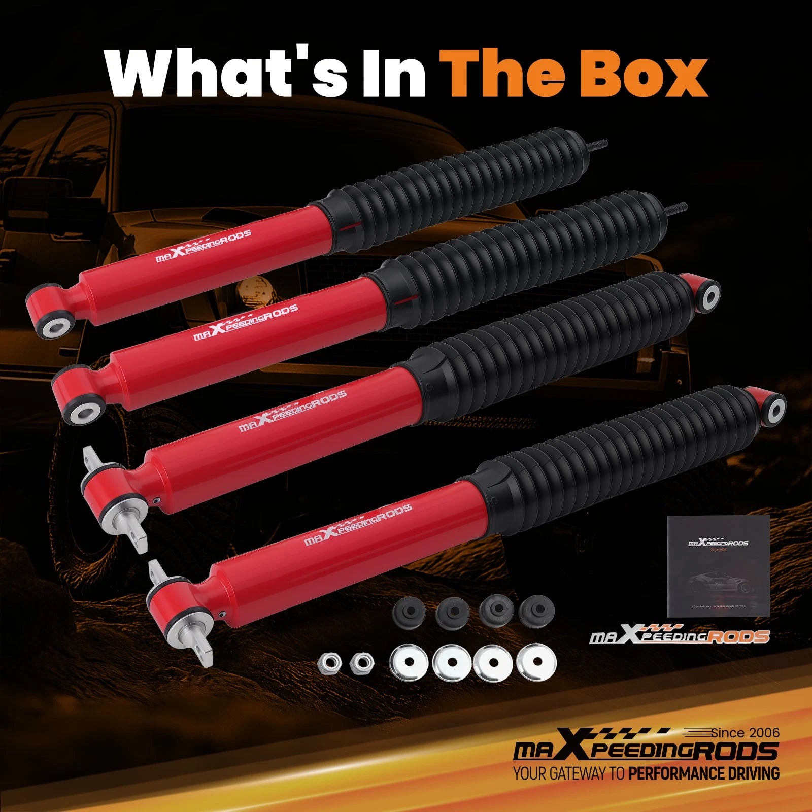 4x Lift Shock for Jeep Wrangler (2007–2018) Front 1.5-3" Rear 2" Lift