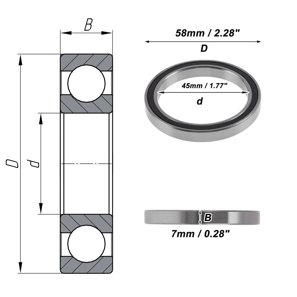 Deep Groove Ball Bearings 6809DD   45x58x7mm