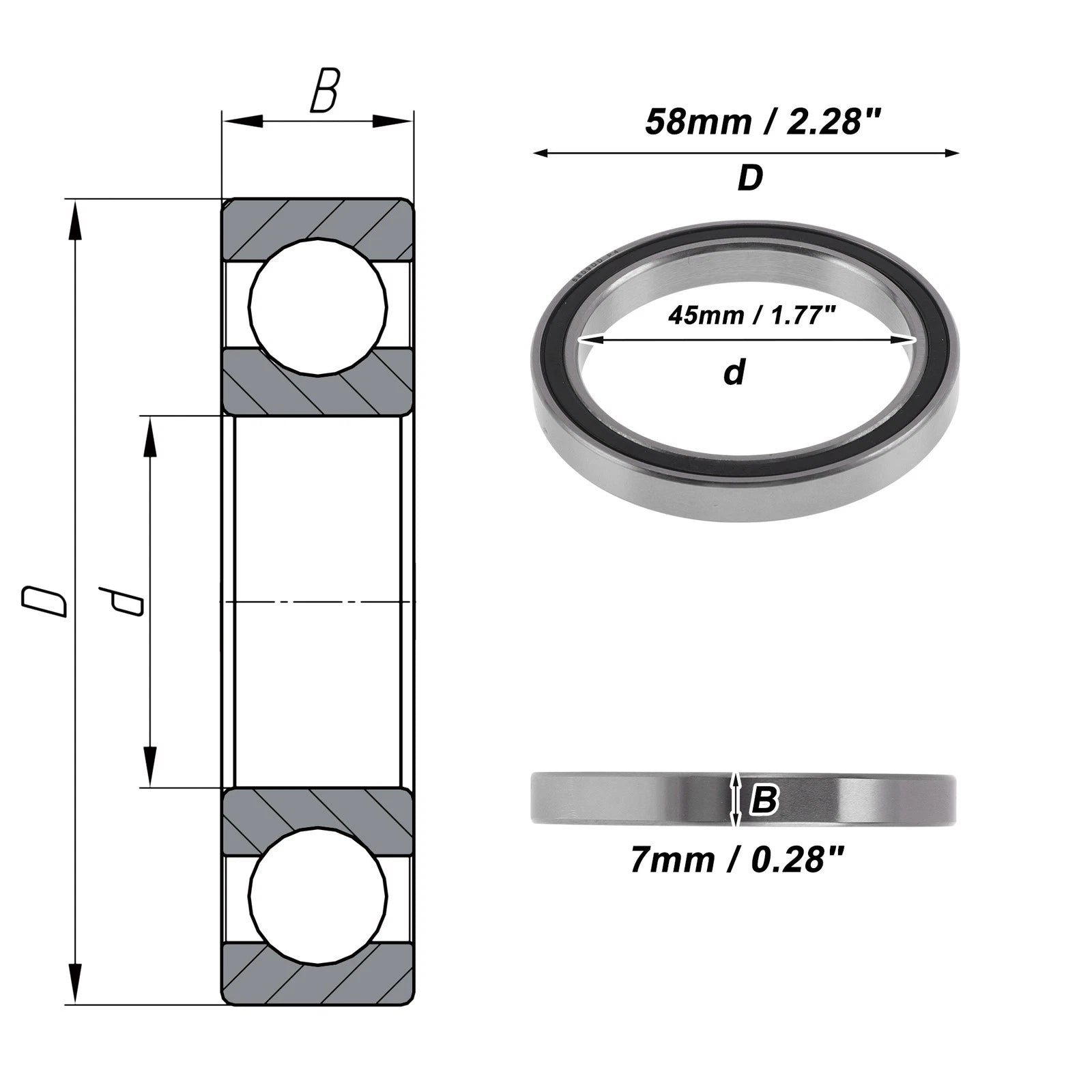 Deep Groove Ball Bearings 6809DD   45x58x7mm