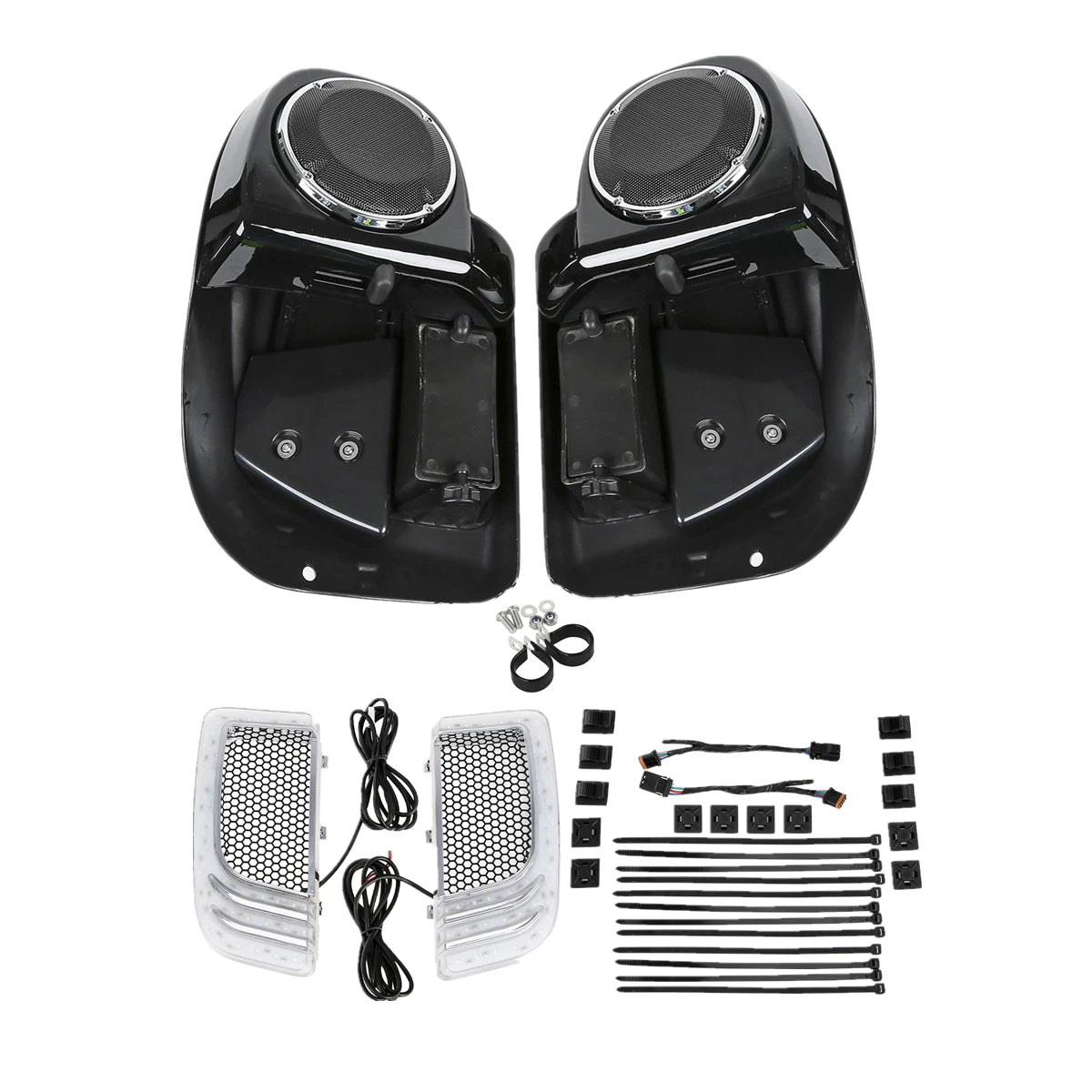 Lower Vented Fairing 6.5" Speakers & Light for Harley Touring FLHT FLHX (2014–2024)