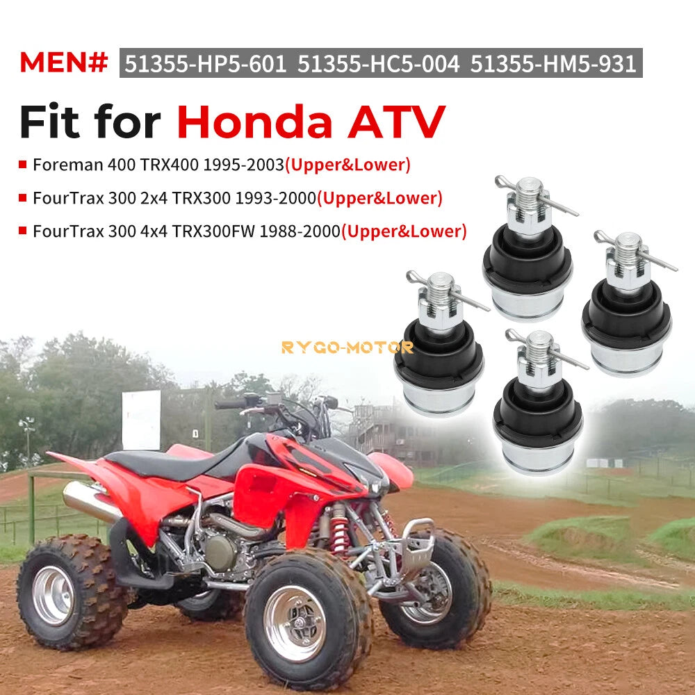 4X Front Lower Ball Joints for Honda Rancher 350 420 (2000–2023) 51355-HP5-601 51355-HC5-004