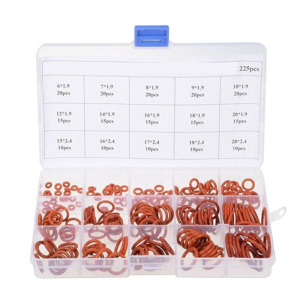 O Ring 225pcs Red Silicone for Reliable Seal Between Surfaces